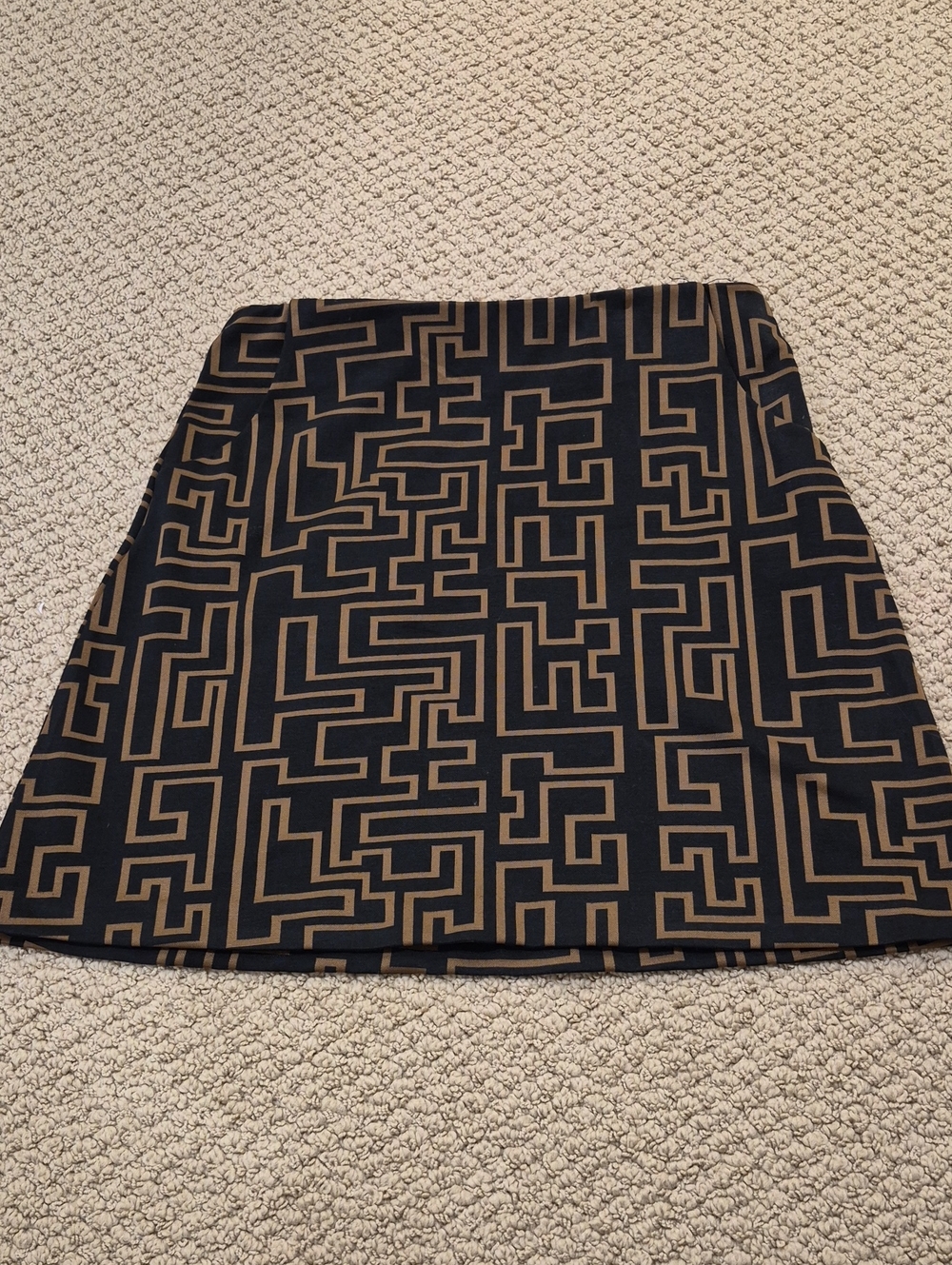 Classic A-Line Skirt in Black with Tan Geometric Print